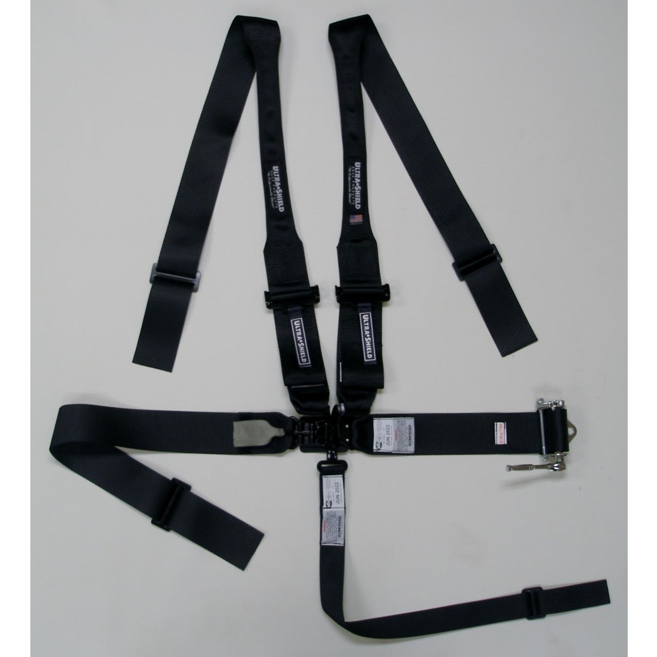 Ultra Shield Racing Harness Belts Black Latch and Link Ratcheting HANS Style