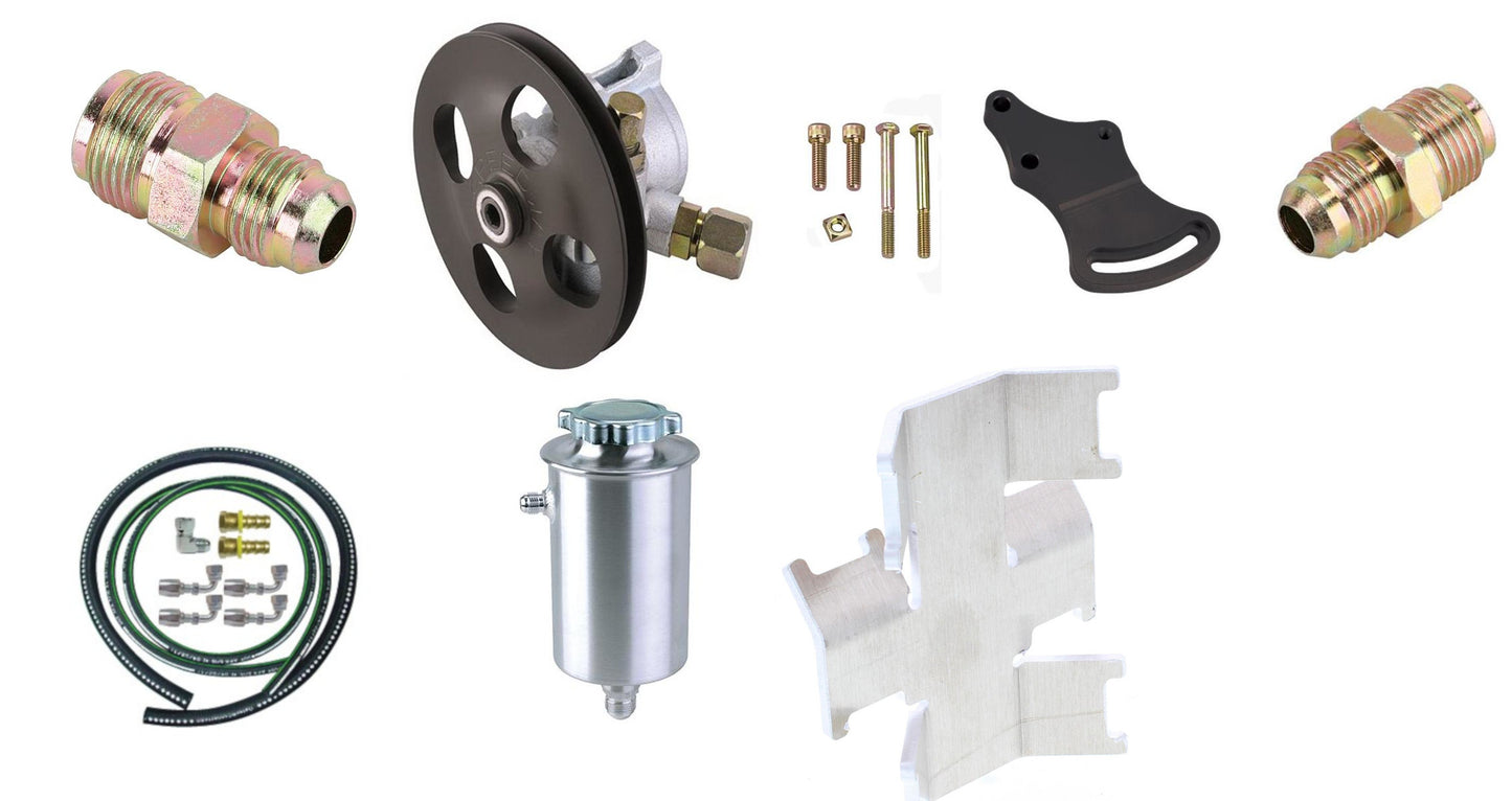 Power Steering Pump and Tank Combo with Lines and Flare Fittings for Block Mount