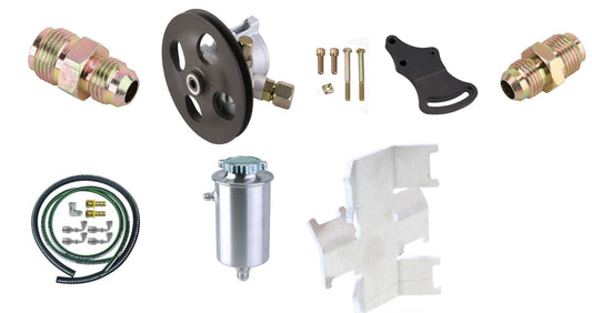 Power Steering Pump and Tank Combo with Lines and Flare Fittings for Block Mount