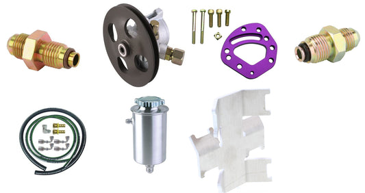 Power Steering Pump and Tank Combo with Lines and O-Ring Fittings Head Mount