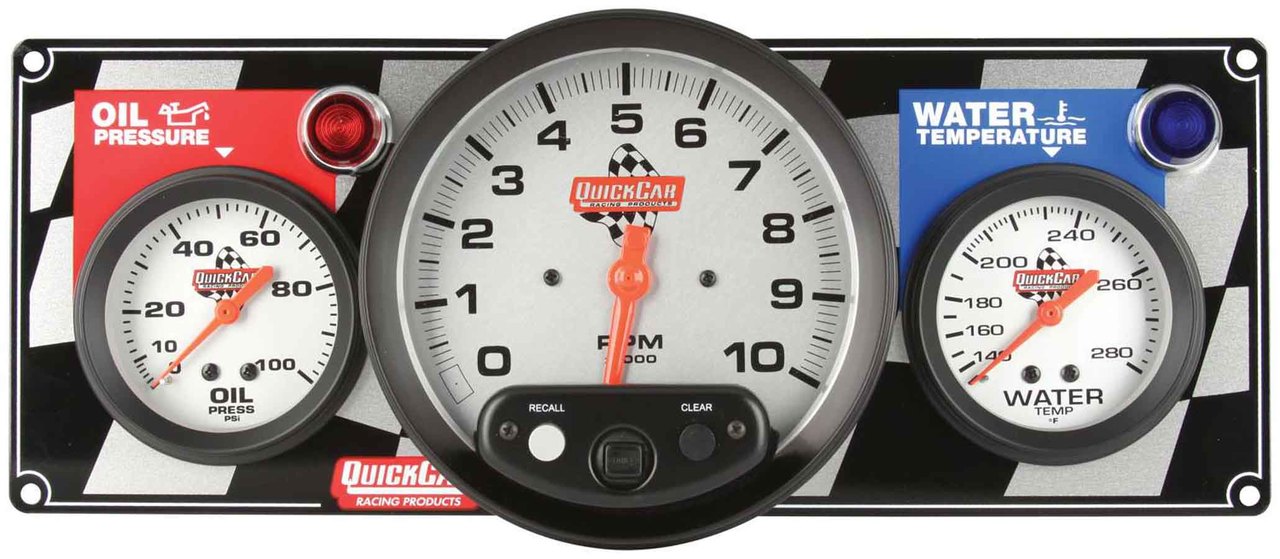 QuickCar Two Gauge Panel OP WT Tachometer