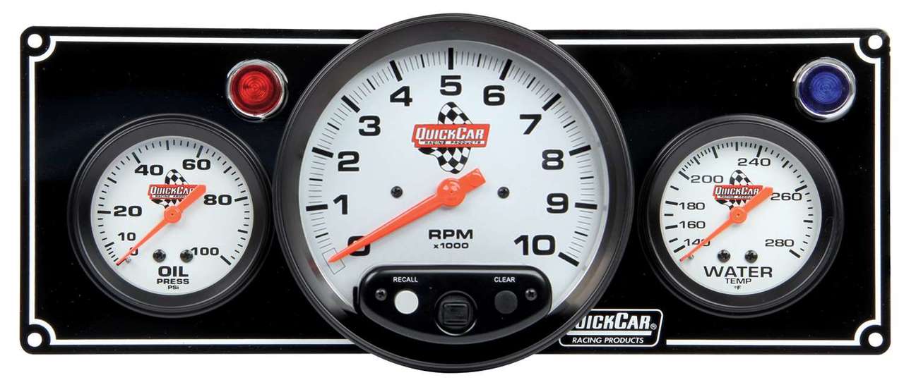 QuickCar Two Gauge Black Panel With Tach